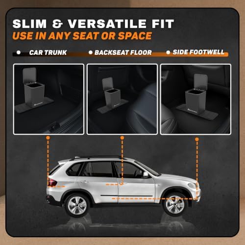 Car Trash Can for Vehicles Leakproof Compact Garbage Bin w/Stability Flap - Image 6