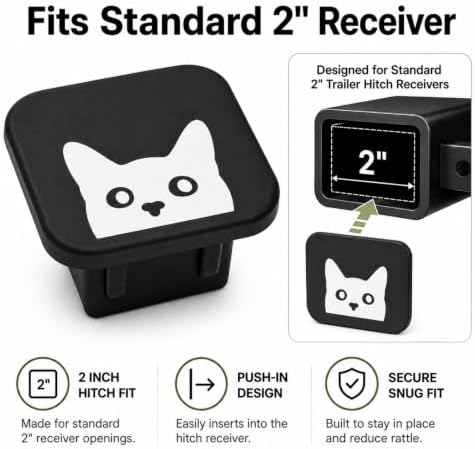 2 Inch Peeking Cat Trailer Hitch Cover, Cute Rubber Receiver Tube Hitch Plug - Image 4