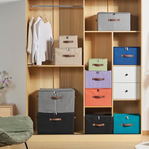 2PCS Storage Bins with Zipper Lids Decorative Lidded Basket Box - Image 6