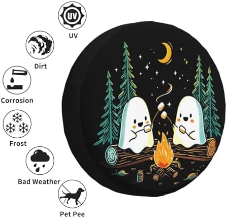 Ghost Roasting Marshmallows Spare Tire Cover Waterproof Wheel Cover 15 Inch - Image 6