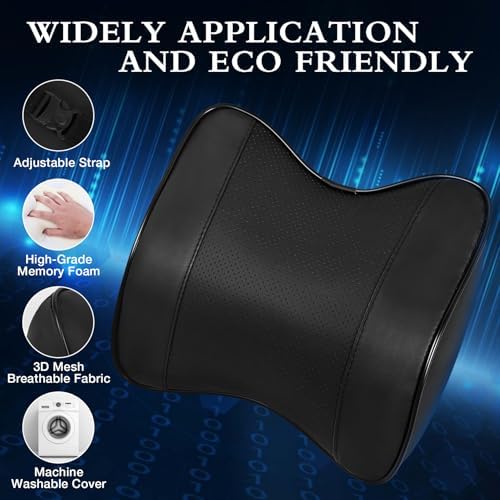 2 Pack Car Neck Pillow, Softness Leather Car Headrest Pillow, 100% Memory Foam - Image 6
