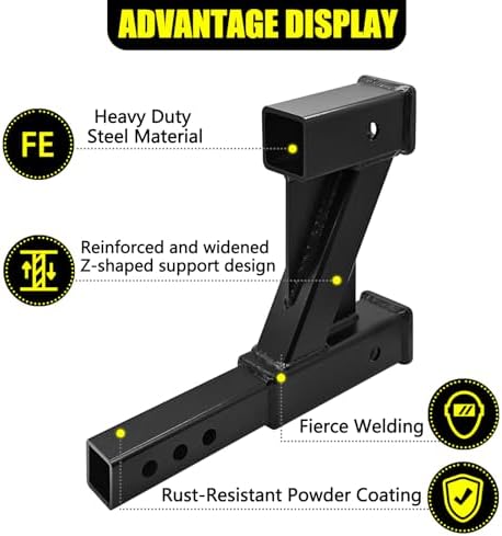 KAIRAY Double Hitch Receiver, 2 inch Trailer Dual Hitch Extension Riser - Image 4