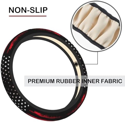KARREAL Red Black American Flag Elastic Steering Wheel Cover - Image 5