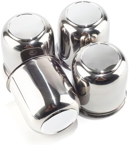 4Pcs 3.27" Stainless Trailer Wheel Center Caps, 3.41" H Chrome by DEWFLEW
