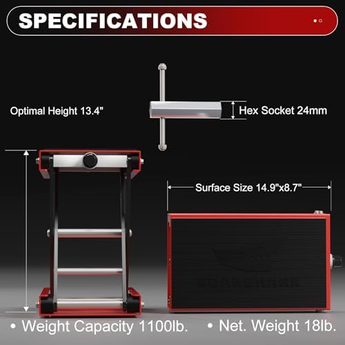 Aluminum Motorcycle Scissor Lift Jack, 1100LBS Heavy Duty - Image 2