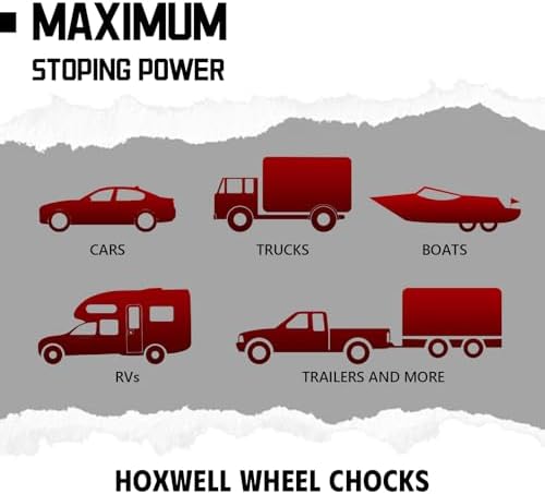 HOXWELL Wheel Chocks for Travel Trailers, 2 Pair Non Slip Red Wheel Wedge - Image 5