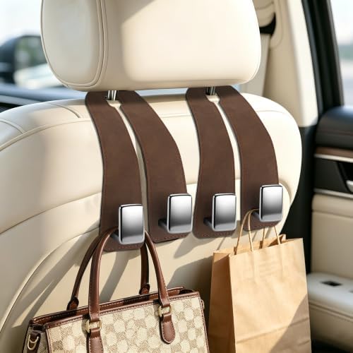 Amooca Car Headrest Hooks 2-Pack Suede Seat Organizer by Amooca