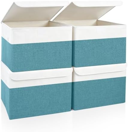 Bagnizer Large 22 Quart Linen Fabric Foldable Storage Bin Cube Organizer Basket by Bagnizer