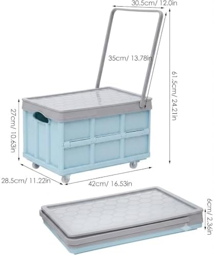 Collapsible Storage Bins with Lids, Folding Plastic Stackable Utility Crates 30L - Image 2