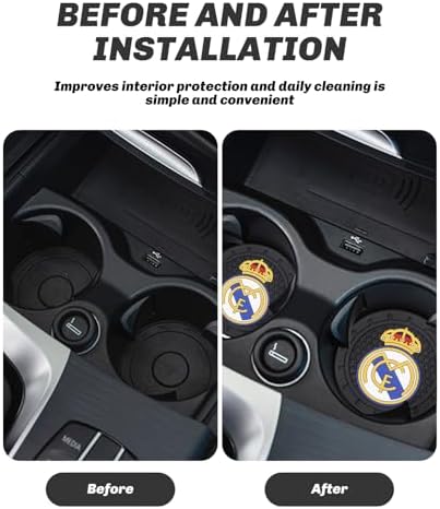 Cup Holder Insert Coaster for Real Madrid UEFA Fans, Anti Slip Car Cup Coaster - Image 5