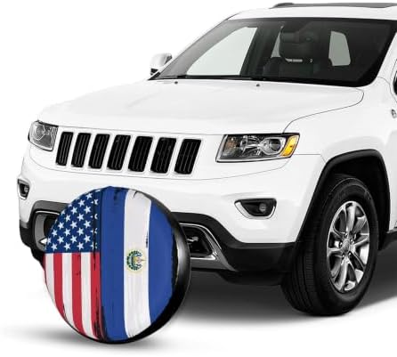 USA El Salvador Flag Spare Tire Cover, Universal Waterproof & Dustproof Wheel - Image 3