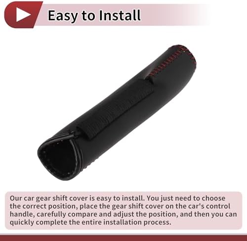 1 Pcs Car Handbrake Cover Leather Black Carbon Fiber Red - Image 5