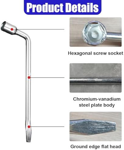 17mm Car Spare Tire Lug Wrench, L-Type Auto Tire Replacement Tool - Image 3
