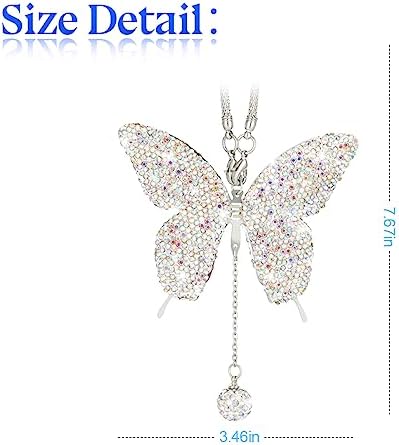 zipelo Bling Butterfly Diamond Car Accessories, Crystal Car Rear View Mirror - Image 2
