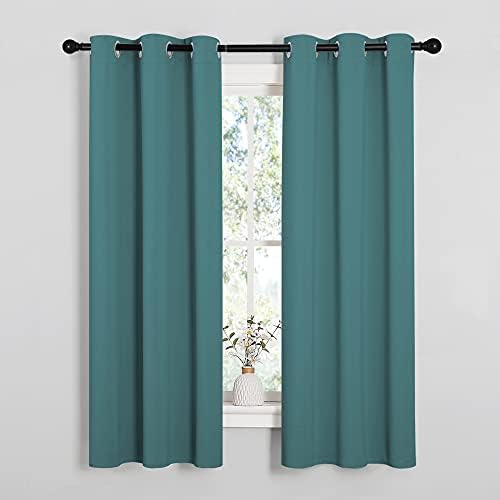 NICETOWN Kitchen Curtain Panels Blackout, 1 Pair, 34 by 63-inch, Sea Teal by NICETOWN