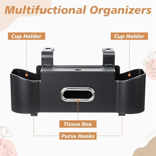 LemonRoad 2 Pack Car Seat Back Storage Box, Tissue 2 Cup Holders - Image 3