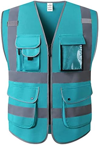 XIAKE 9 Pockets Class 2 High Visibility Reflective Safety Vest by XIAKE