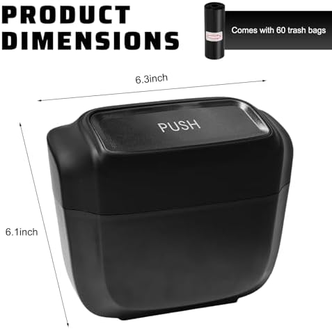 2PCS Auto Trash Can with Lid, Leakproof Waterproof Car Plastic Dustbin with 60 - Image 2