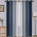 SimpleHome Ombre Navy Blue to Grey White Curtains by SimpleHome