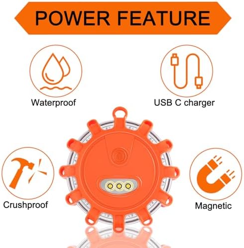 AK LED Road Flares Rechargeable Safety Flashing Warning Light Roadside - Image 4