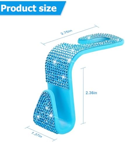 Zpana 4PCS Bling Car Seat Headrest Hooks, Crystal Rhinestones, Light Blue - Image 2
