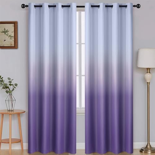 SimpleHome Ombre Gradient Purple White to Gray Curtains by SimpleHome