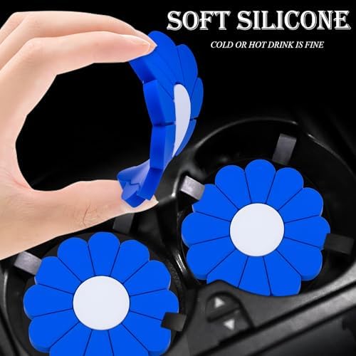 2-Pack Car Cup Holder Coaster Inserts, Daisy Shape, 2.75 Inch Non-Slip Silicone - Image 4