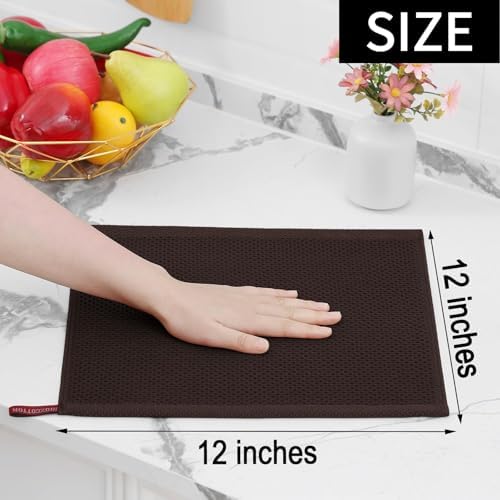Homaxy 100% Cotton Waffle Weave Kitchen Dish Cloths 18-Pack, Dark Brown - Image 5