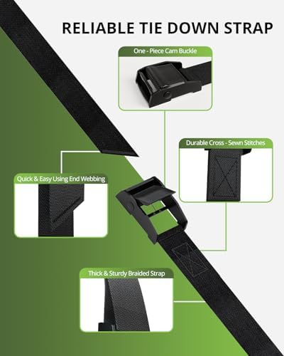 Lashing Straps with Buckles, 0.75'' x 48'' Tie Down Straps Ratchet - Image 2