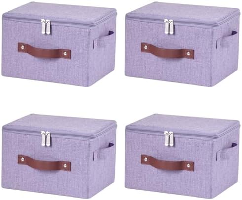 4PCS Storage Bins with Zipper Lids Decorative Lidded Basket Box by VinneGenzz