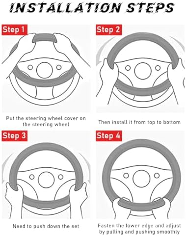povtii Car Steering Wheel Cover, 15 Inch Leather Breathable Auto Steering Wheel - Image 5