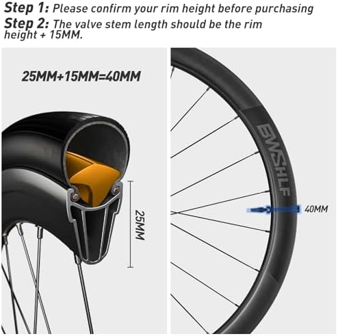 BWSHLF Tubeless Presta Valve Stem 40/44/55/60/65/80/100 mm, Super Light Alloy - Image 4