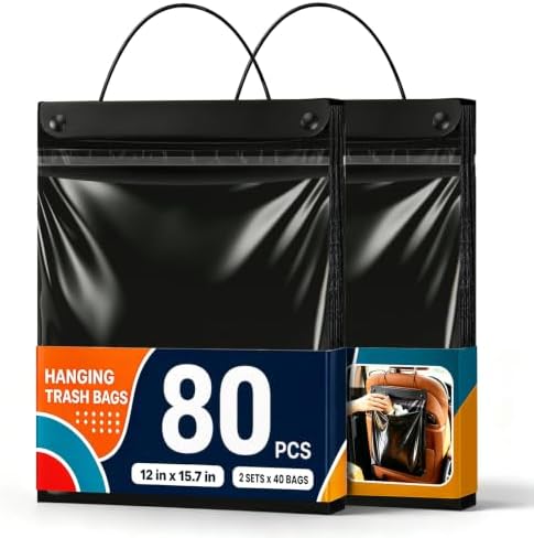 80 Count Hanging Car Trash Bags, Disposable Leak-proof Garbage Can by Sctoarielt
