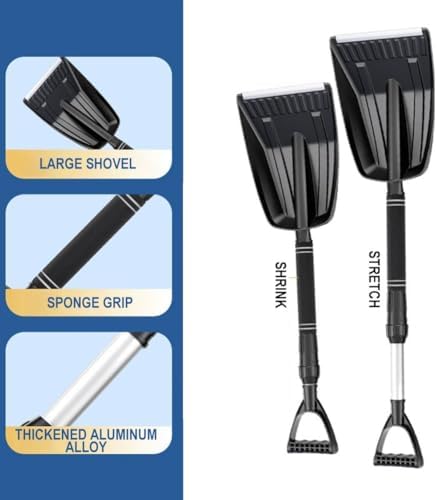 Snow Shovel for Car and Driveway, 34 Inch Foldable Lightweight Ice Scraper - Image 5