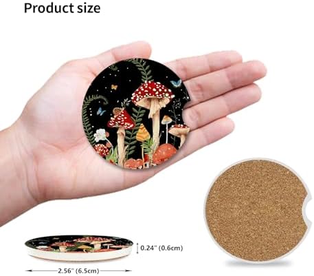 2 Pack Cute Mushroom Pattern Absorbent Car Coasters - Image 3