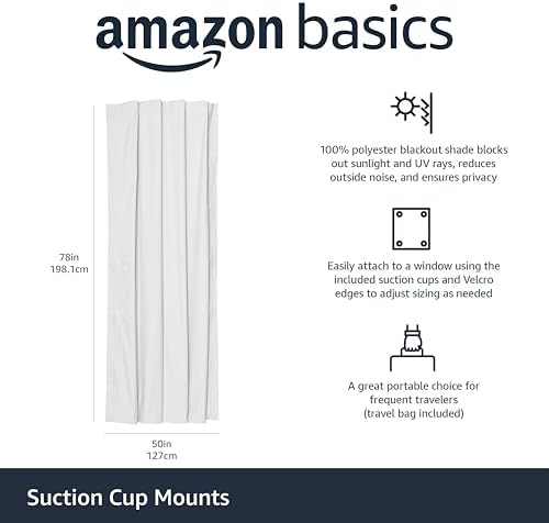 Amazon Basics Portable Room Darkening Light Blocking Blackout Curtain Shade - Image 2