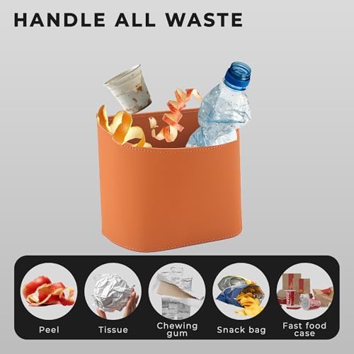 Leather Car Trash Can, Leakproof Car Garbage Can, Secure Hook & 60 Liners - Image 5