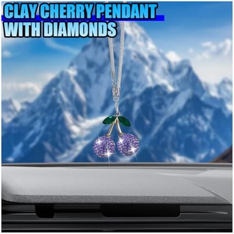 Bling Cherry Car Rear View Mirror Charm - Image 4
