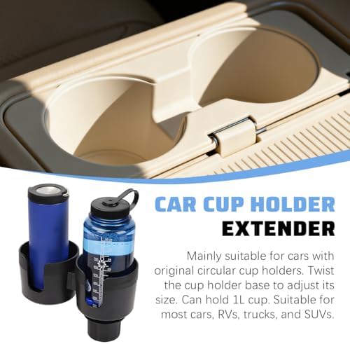 Car Double Cup Holder Expander, 2 in 1 Multifunctional Vehicle Cup Holder - Image 5