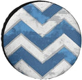 Blue and White Chevron Camping Spare Tire Cover Geometric Pattern Wheel by HighonHi