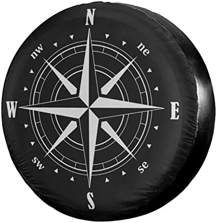 Compass Rose Symbol Spare Tire Cover Dust-Proof Wheel Tire Cover Fit Trailer by Foruidea