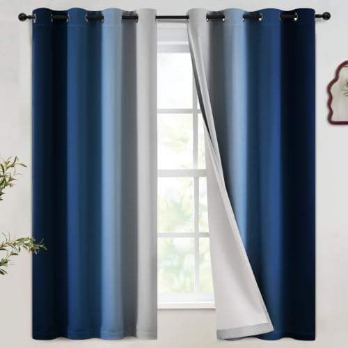 SimpleHome Ombre Blue 100% Blackout Bedroom Curtains by SimpleHome