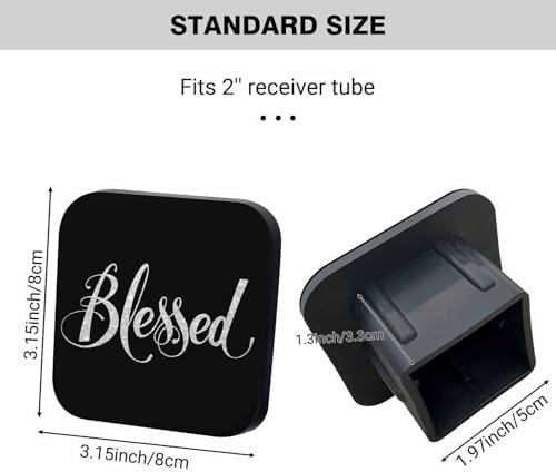 Swono 2x2 Tow Hitch Cover Gold Blessed Letter Funny Pattern Rubber Trailer - Image 2