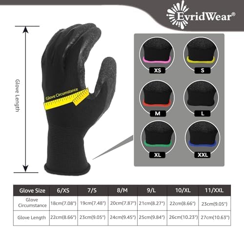 Evridwear Crinkle Latex Rubber Hand Coated Safety Work Gloves - Image 3