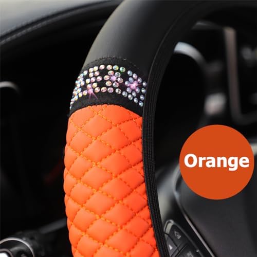 Osilly 15 Inch Rhinestone Leather Steering Wheel Cover - Image 4