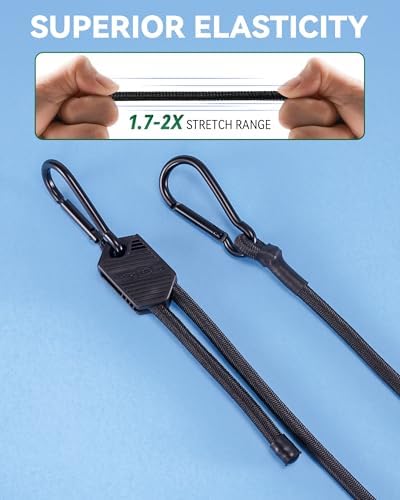 60" 80" Black Adjustable Carabiner Bungee Cords - Image 4