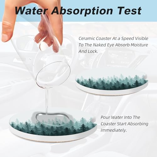 Green Forest Car Coasters for Cup Holders, 2 Pack Car Cup Holder Coasters for - Image 5