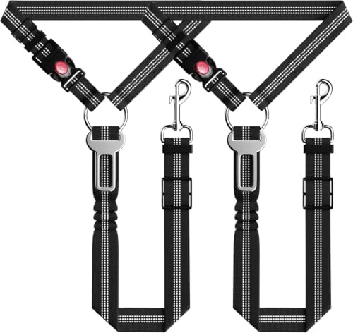 Seyezo Dog Car Seat Belt for Car, 2 Piece Set Retractable Dog Car Harness by Seyezo
