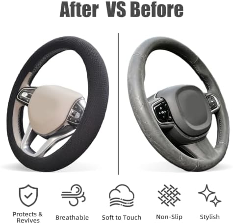 15“ Upgraded Black Steering Wheel Cover Men, Warm in Winter Cool in Summer - Image 6
