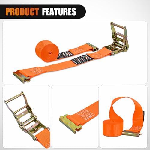 Nilight E-Track Ratchet Straps 8 Pack 2" x 15' Orange - Image 3